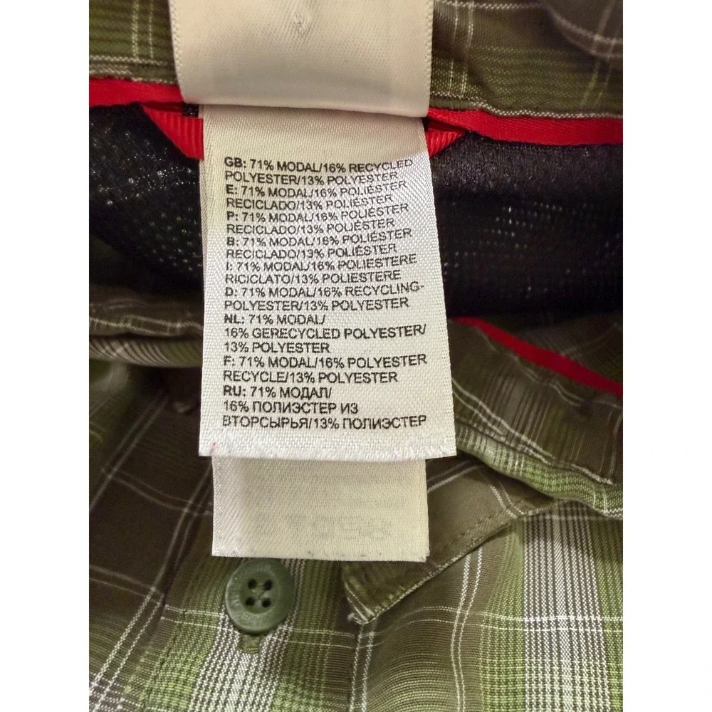 The North Face Mens XL Green Plaid Long Sleeve Ventilated Hiking Button Down